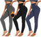 High Waisted Womens Black Workout Leggings - Running Tummy Control Yoga Pants